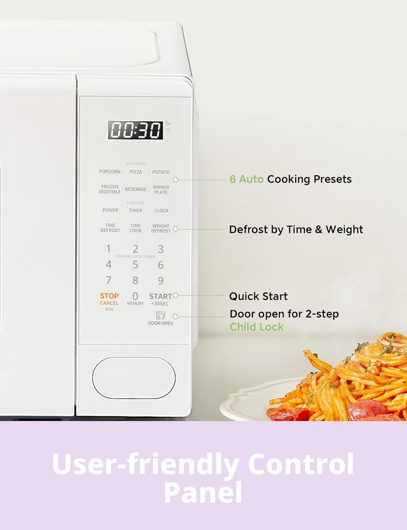 Comfee' CMO-C20M1WH Retro Microwave with 11 power levels, Fast Multi-stage Cooking, Turntable Reset Function Kitchen Timer, Speedy Cooking， Weight/Time Defrost, Memory function, Children Lock, 700W - Image 3